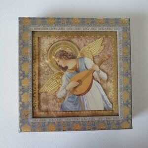 Vintage Punch Studio Renaissance Angel Playing Lute Keepsake Storage Gift Box